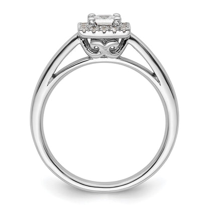 14k White Gold Princess Halo Simulated Diamond Engagement Ring