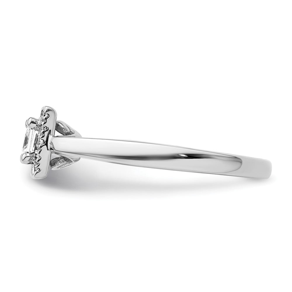 14k White Gold Princess Halo Simulated Diamond Engagement Ring