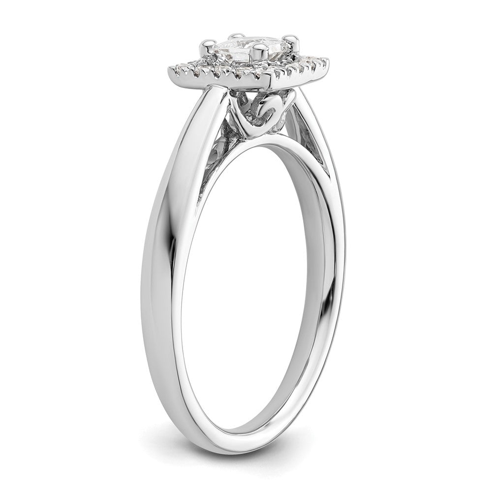 14k White Gold Princess Halo Simulated Diamond Engagement Ring
