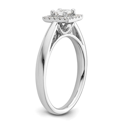 14k White Gold Princess Halo Simulated Diamond Engagement Ring