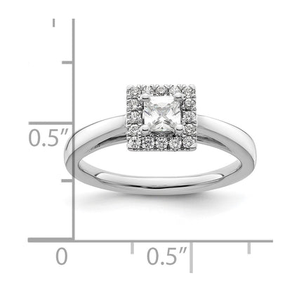 14k White Gold Princess Halo Simulated Diamond Engagement Ring