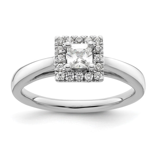14k White Gold Princess Halo Simulated Diamond Engagement Ring