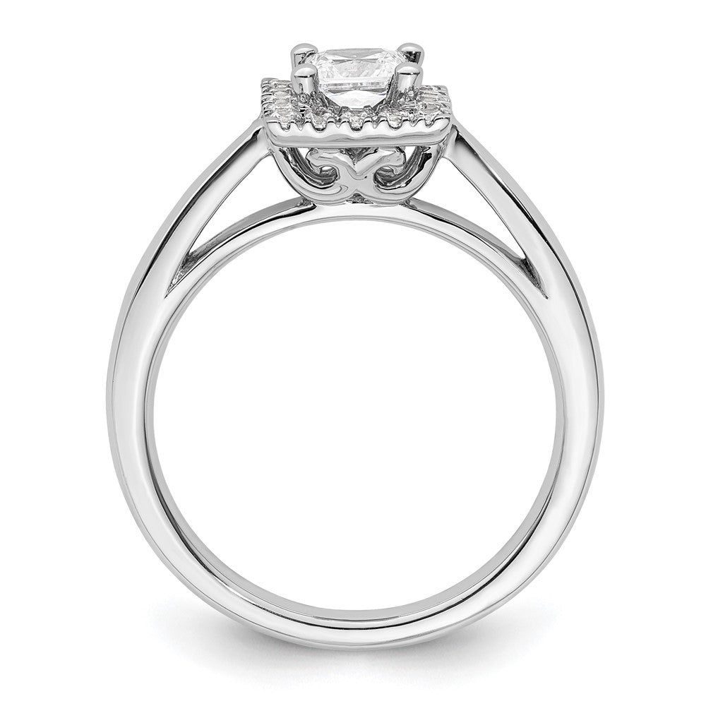 14k White Gold Princess Halo Simulated Diamond Engagement Ring