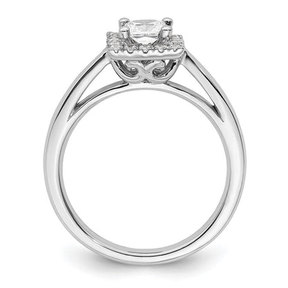 14k White Gold Princess Halo Simulated Diamond Engagement Ring