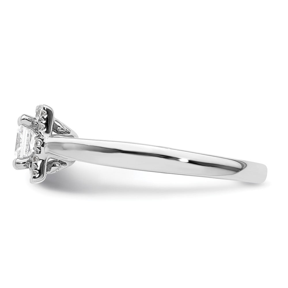 14k White Gold Princess Halo Simulated Diamond Engagement Ring