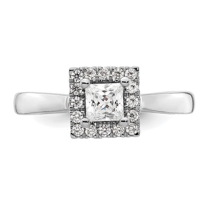 14k White Gold Princess Halo Simulated Diamond Engagement Ring