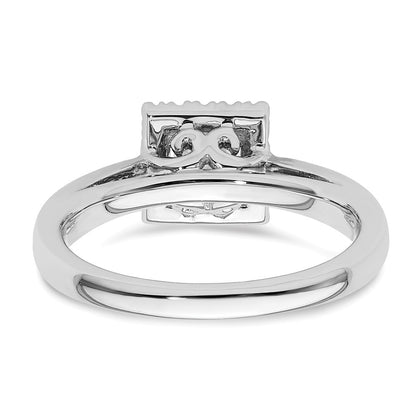 14k White Gold Princess Halo Simulated Diamond Engagement Ring
