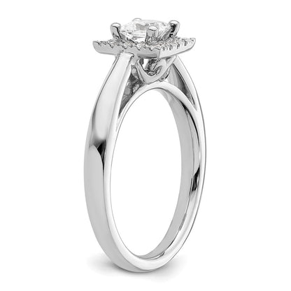 14k White Gold Princess Halo Simulated Diamond Engagement Ring