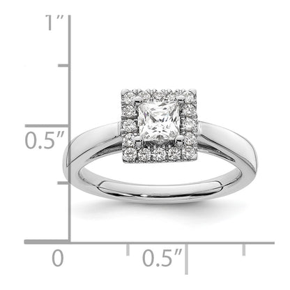 14k White Gold Princess Halo Simulated Diamond Engagement Ring