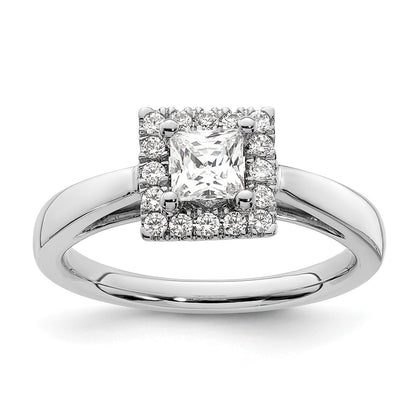 14k White Gold Princess Halo Simulated Diamond Engagement Ring