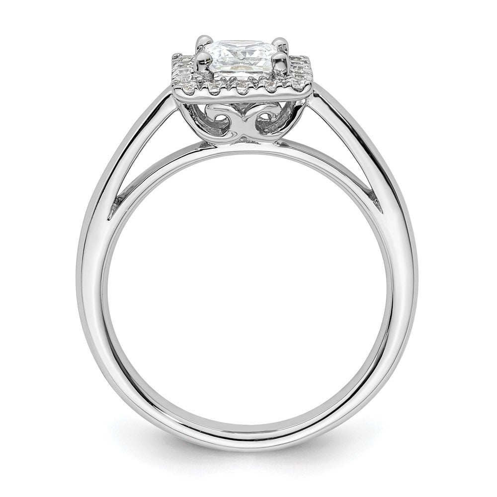 0.75ct. CZ Solid Real 14K White Gold Princess Halo Engagement Ring