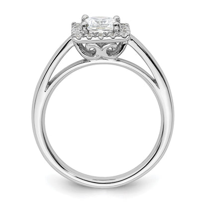 0.75ct. CZ Solid Real 14K White Gold Princess Halo Engagement Ring