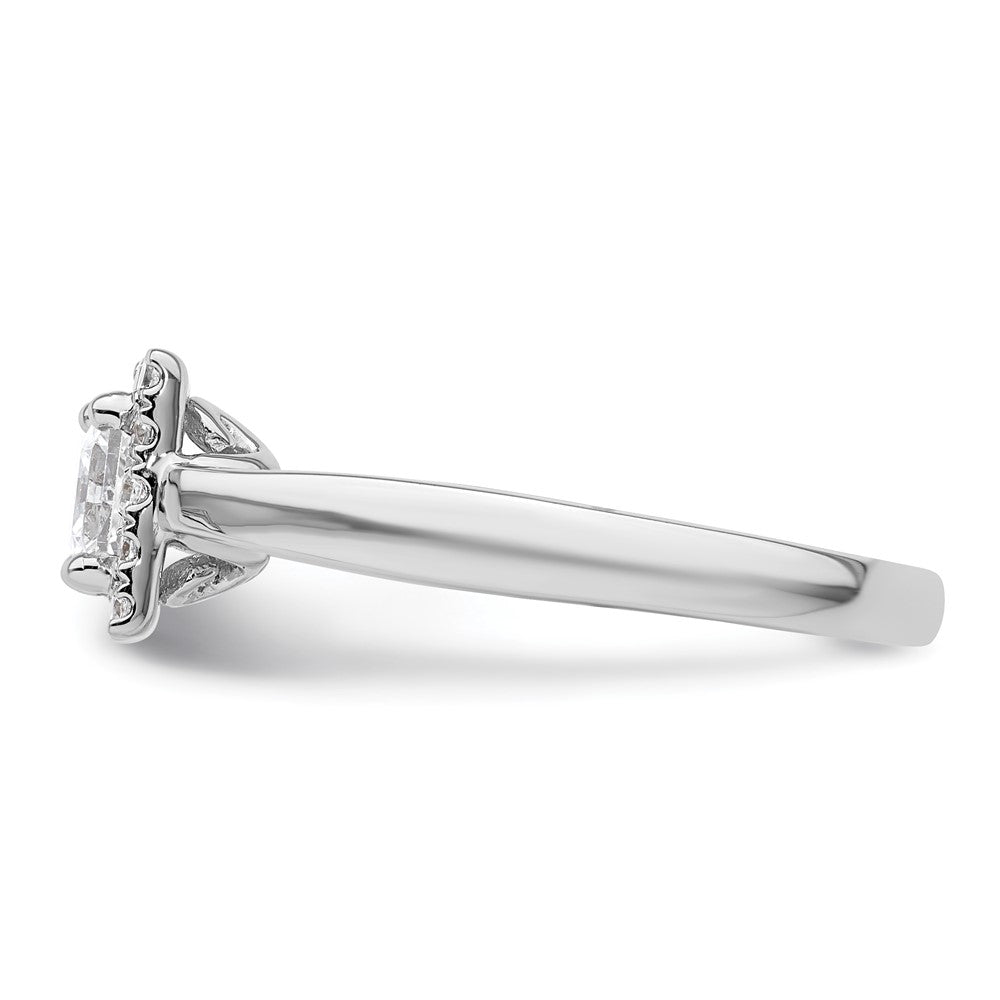 0.75ct. CZ Solid Real 14K White Gold Princess Halo Engagement Ring
