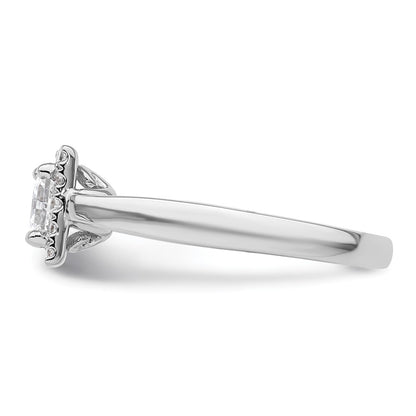 0.75ct. CZ Solid Real 14K White Gold Princess Halo Engagement Ring
