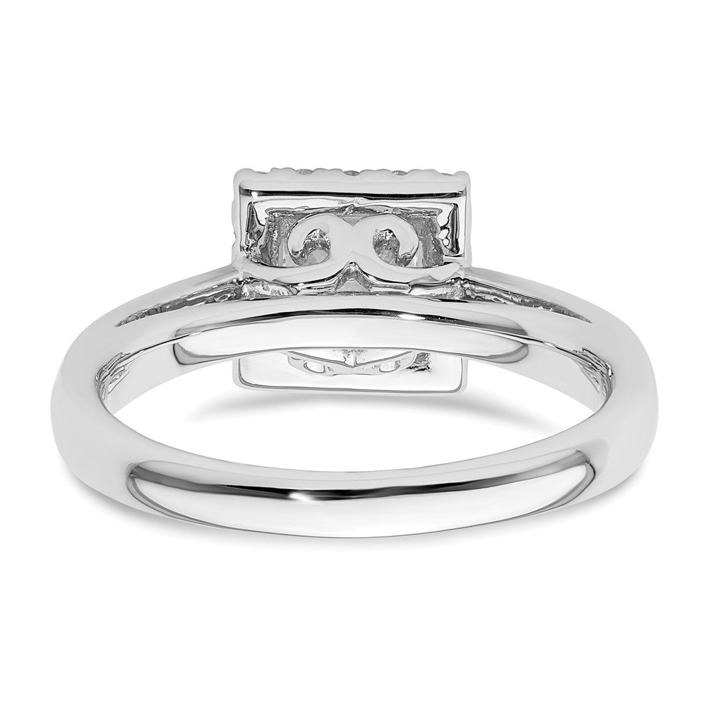 0.75ct. CZ Solid Real 14K White Gold Princess Halo Engagement Ring