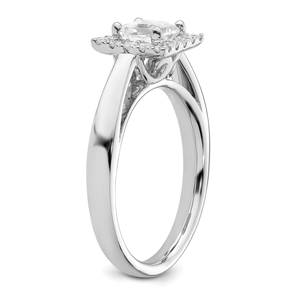 0.75ct. CZ Solid Real 14K White Gold Princess Halo Engagement Ring