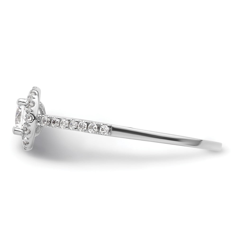 14k White Gold Round Halo Simulated Diamond Engagement Ring