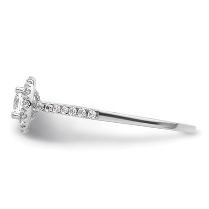 14k White Gold Round Halo Simulated Diamond Engagement Ring