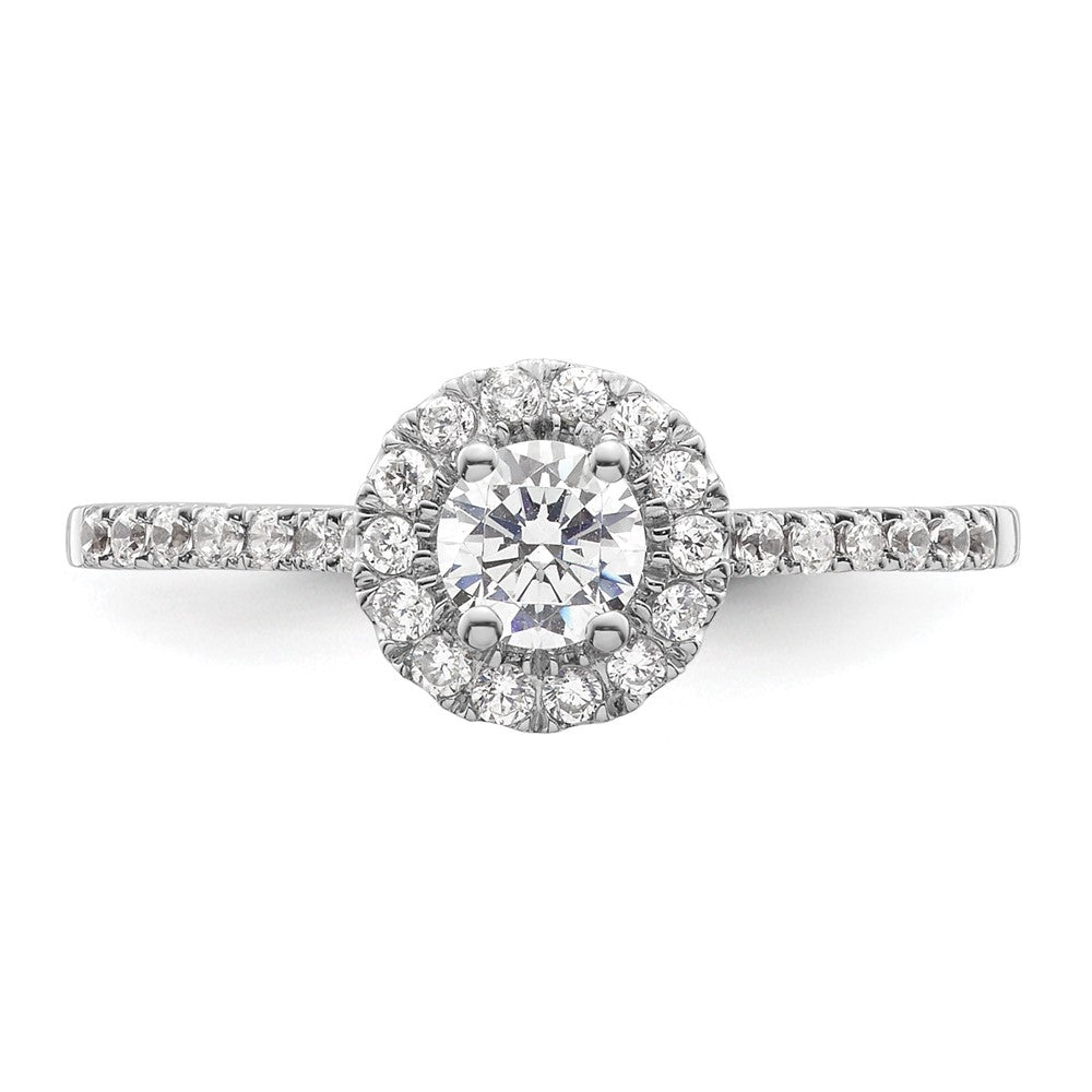 14k White Gold Round Halo Simulated Diamond Engagement Ring