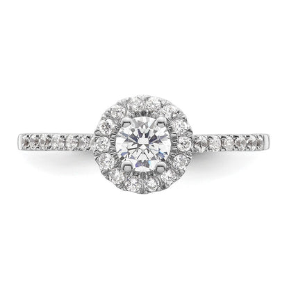 14k White Gold Round Halo Simulated Diamond Engagement Ring