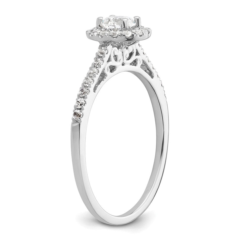 14k White Gold Round Halo Simulated Diamond Engagement Ring