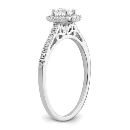 14k White Gold Round Halo Simulated Diamond Engagement Ring