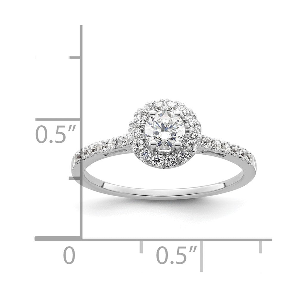 14k White Gold Round Halo Simulated Diamond Engagement Ring