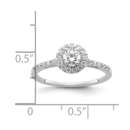 14k White Gold Round Halo Simulated Diamond Engagement Ring
