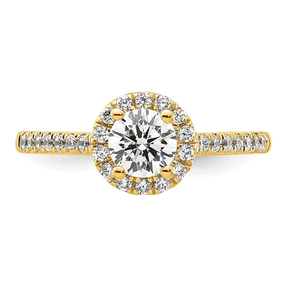 14k Yellow Gold 3/4 Ct. Lab Grown Diamond VS/SI+ G+ Complete Size 5 Halo Engagement Ring