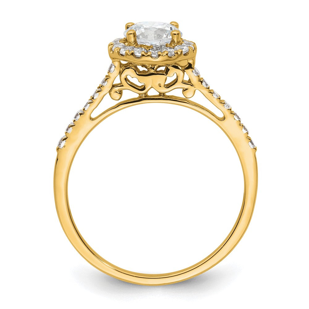 14k Yellow Gold 1/4 Ct. Lab Grown Diamond VS/SI+ G+ 3/4 Ct. Center Halo Engagement Ring