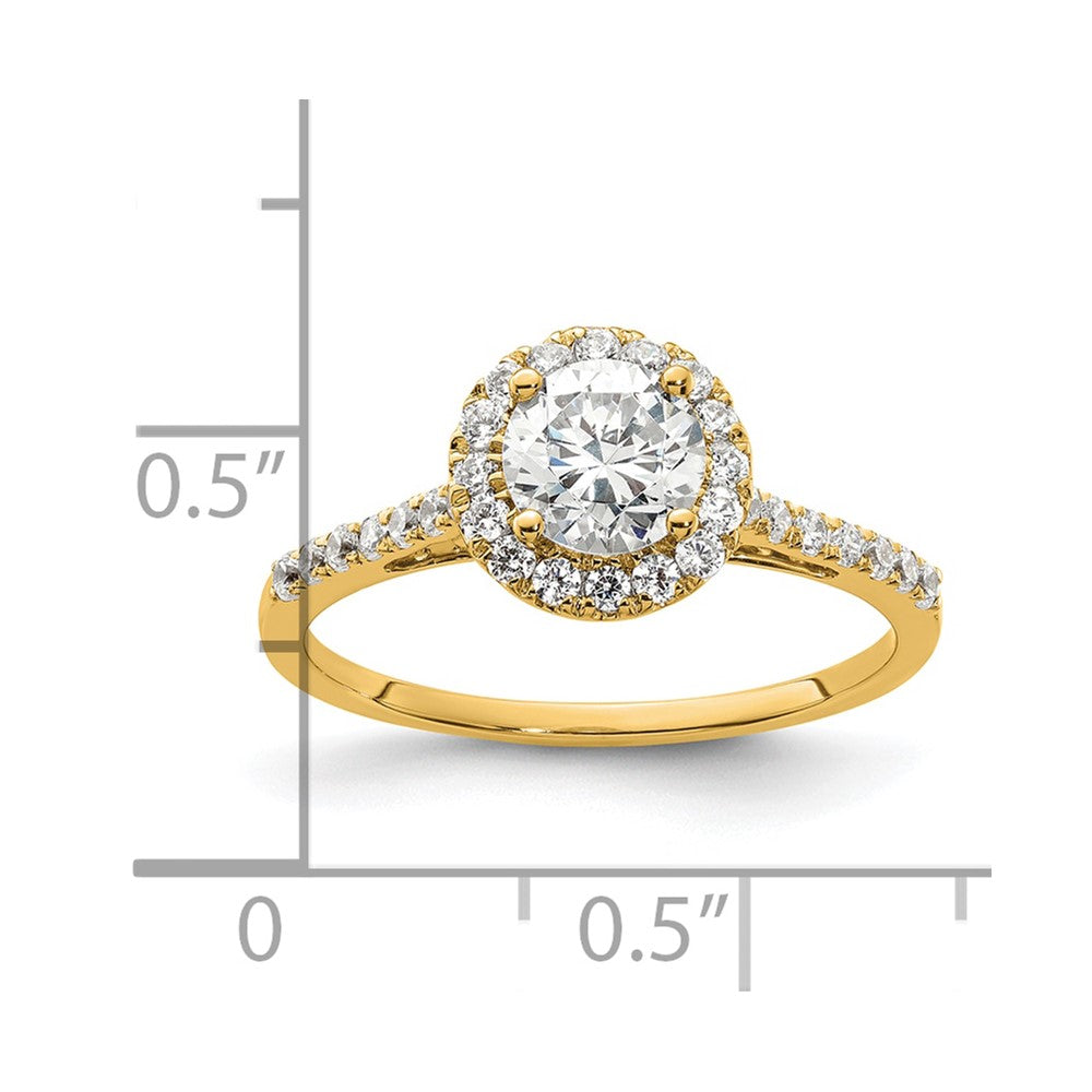 14k Yellow Gold 1/4 Ct. Lab Grown Diamond VS/SI+ G+ 3/4 Ct. Center Halo Engagement Ring