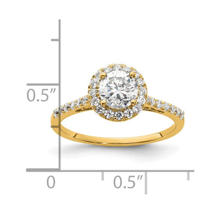 14k Yellow Gold 1/4 Ct. Lab Grown Diamond VS/SI+ G+ 3/4 Ct. Center Halo Engagement Ring