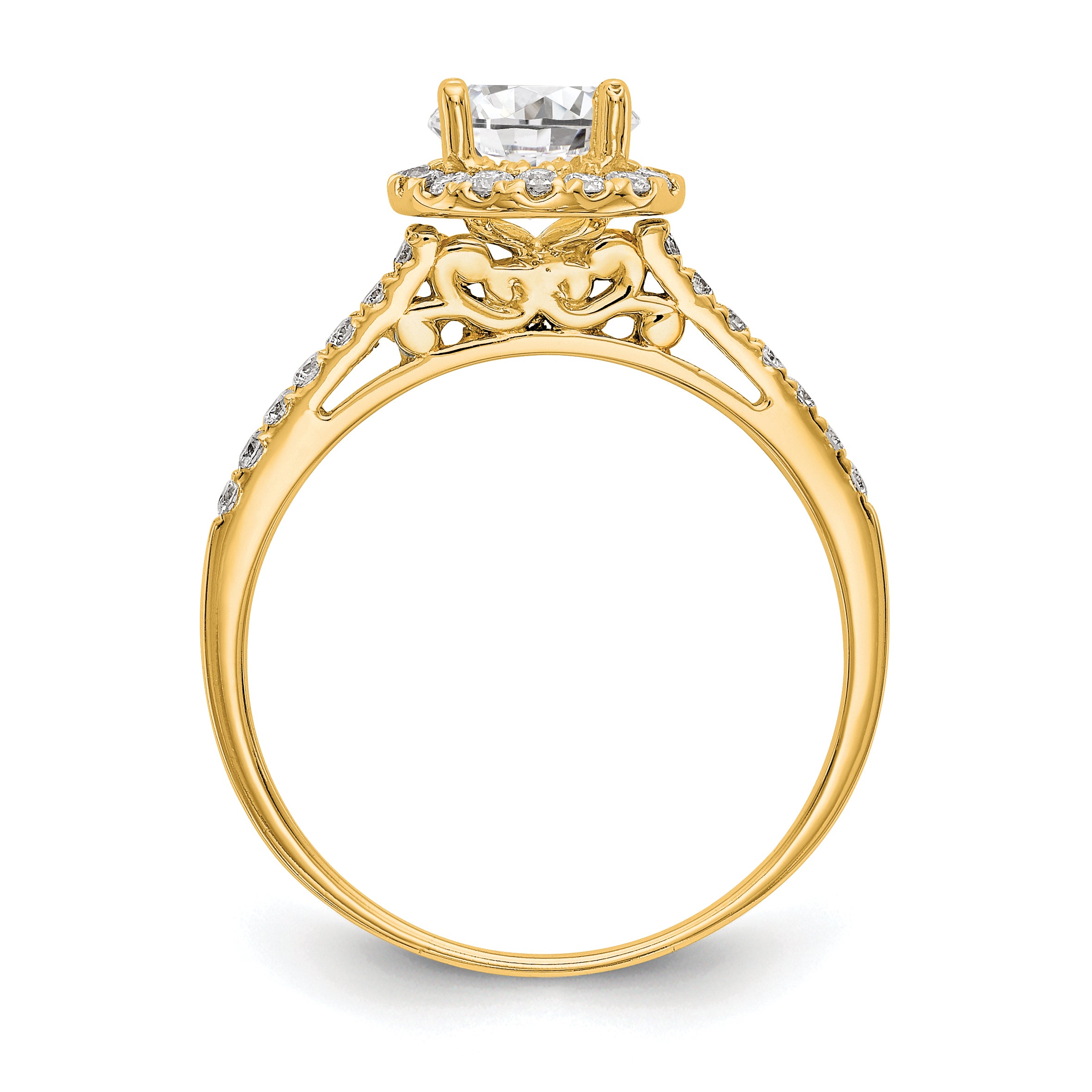 14k Yellow Gold 1/4 Ct. Lab Grown Diamond VS/SI+ G+ 1 Ct. Center Halo Engagement Ring