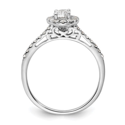 14K White Gold Halo (Holds 1/2 Carat (6X4mm) Oval Center) 1/4 Diamond Semi Mount Engagement Ring