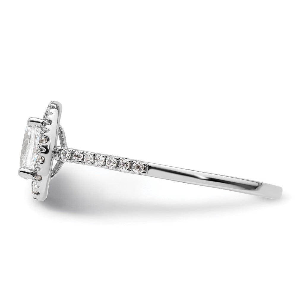 14K White Gold Halo (Holds 1/2 Carat (6X4mm) Oval Center) 1/4 Diamond Semi Mount Engagement Ring
