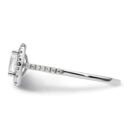 14K White Gold Halo (Holds 1/2 Carat (6X4mm) Oval Center) 1/4 Diamond Semi Mount Engagement Ring