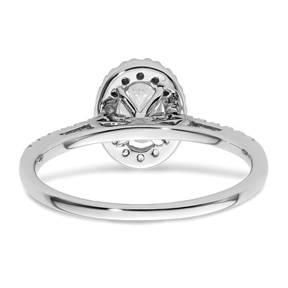 14K White Gold Halo (Holds 1/2 Carat (6X4mm) Oval Center) 1/4 Diamond Semi Mount Engagement Ring