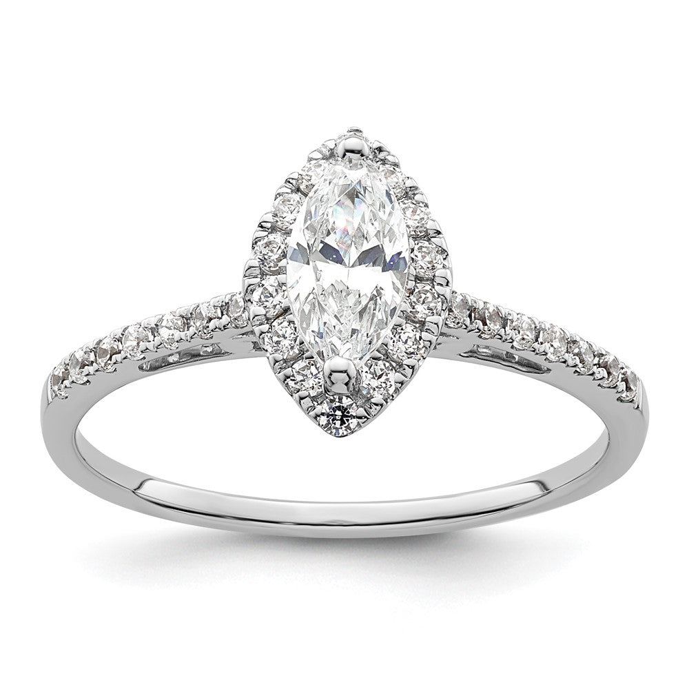 1/3 Ct. Natural Marquise Cut Diamond Semi-mount Engagement Ring in 14K White Gold