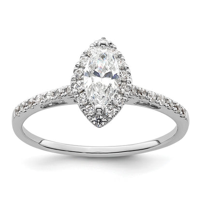 1/3 Ct. Natural Marquise Cut Diamond Semi-mount Engagement Ring in 14K White Gold