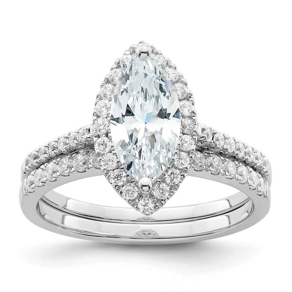 1.50ct. CZ Solid Real 14ktt Marquise Halo Engagement Ring