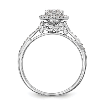 14K Rose Gold Heart Halo Diamond Semi Mount Engagement Ring