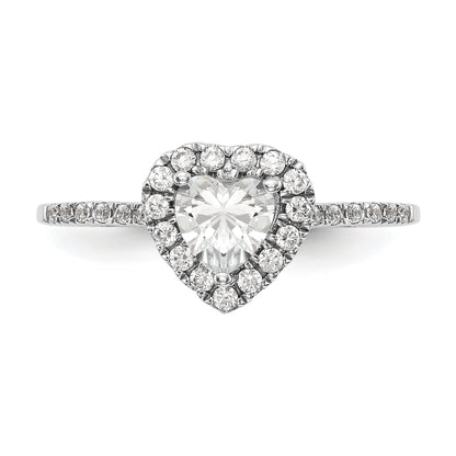 14K Rose Gold Heart Halo Diamond Semi Mount Engagement Ring