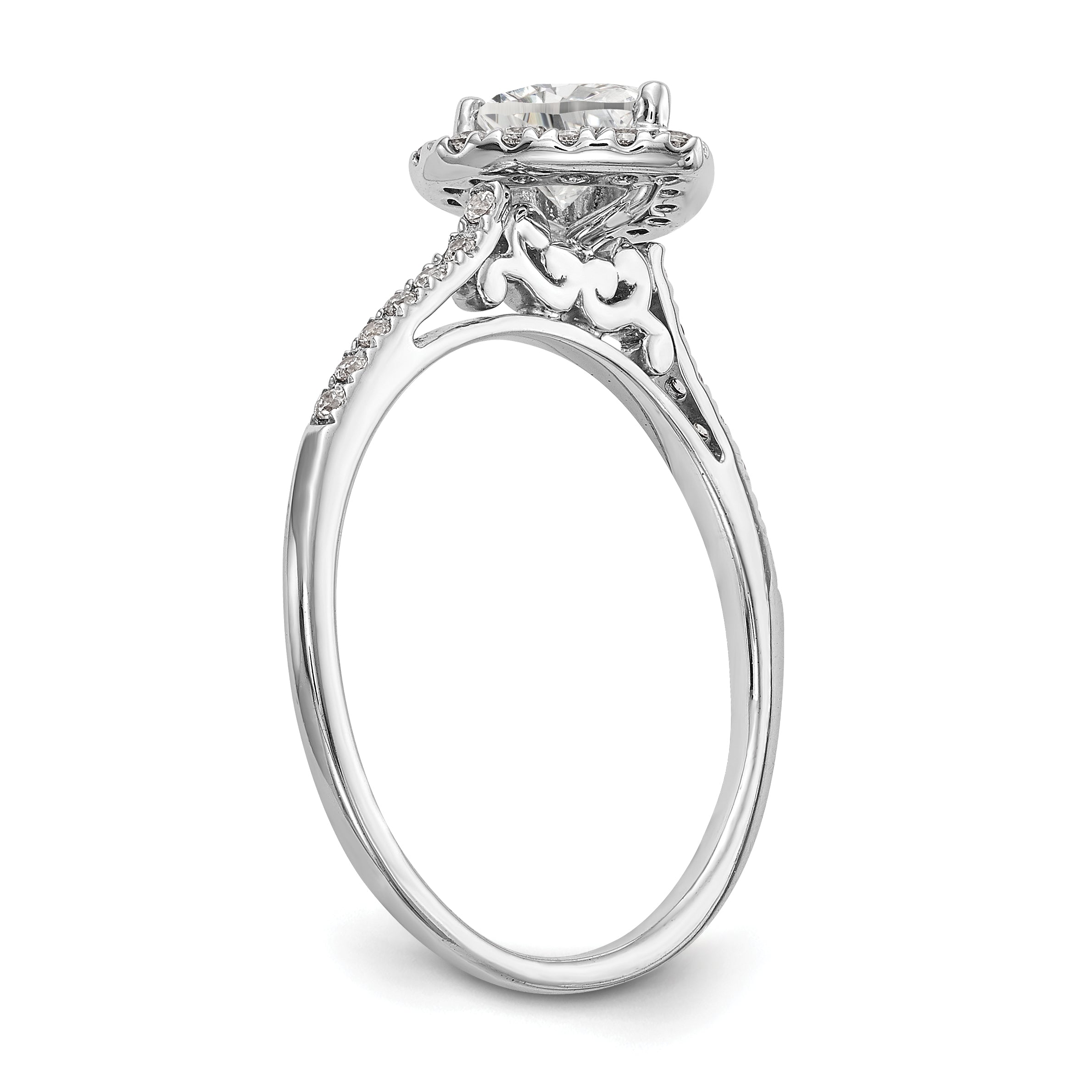 14K Rose Gold Heart Halo Diamond Semi Mount Engagement Ring