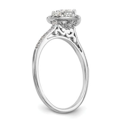 14K Rose Gold Heart Halo Diamond Semi Mount Engagement Ring