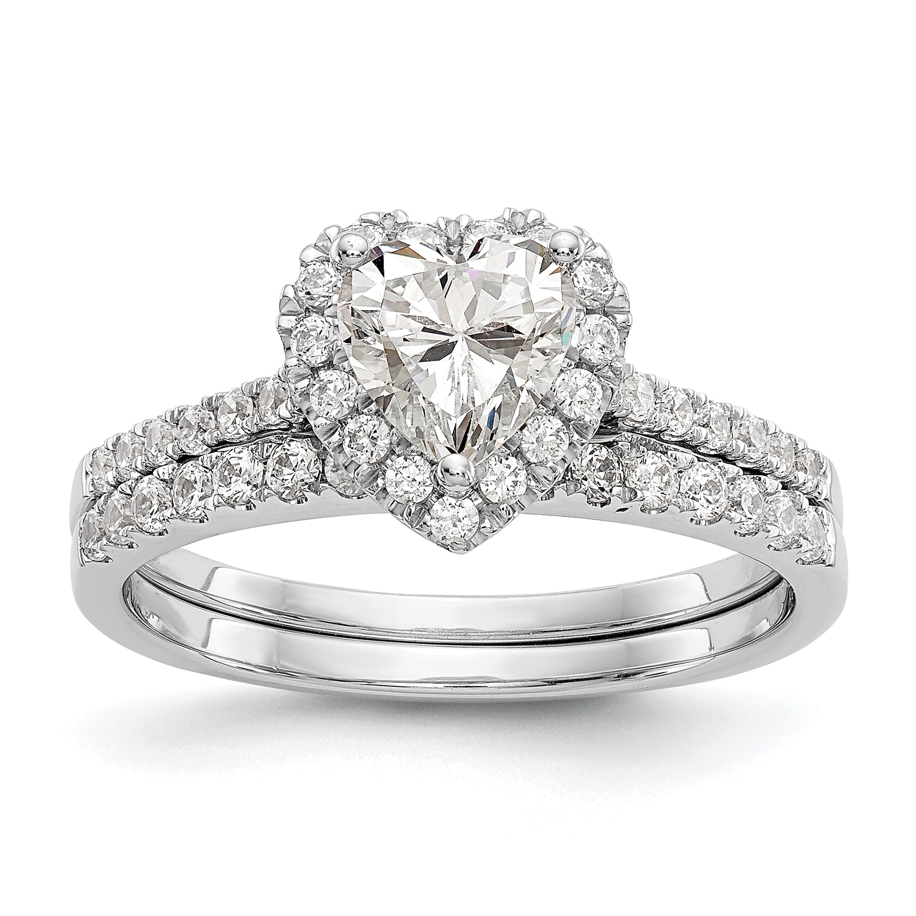 14K Rose Gold Heart Halo Diamond Semi Mount Engagement Ring