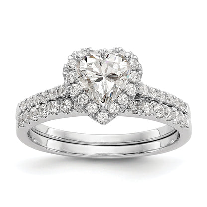 14K Rose Gold Heart Halo Diamond Semi Mount Engagement Ring