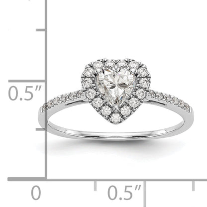 14K Rose Gold Heart Halo Diamond Semi Mount Engagement Ring