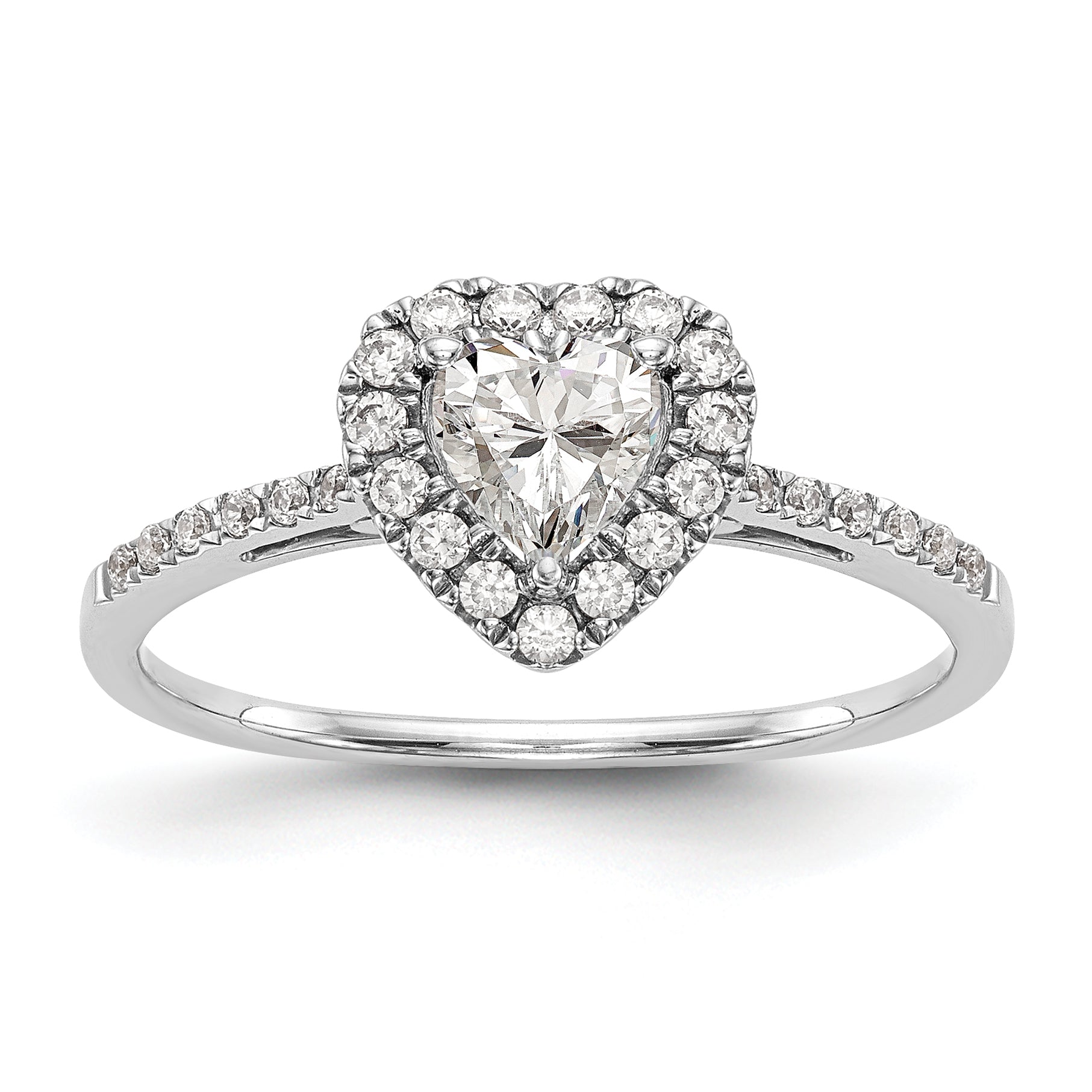 14K Rose Gold Heart Halo Diamond Semi Mount Engagement Ring