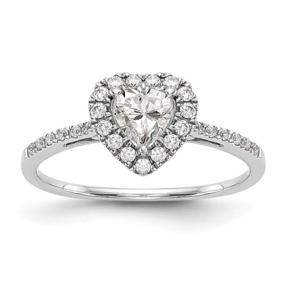 14K Rose Gold Heart Halo Diamond Semi Mount Engagement Ring