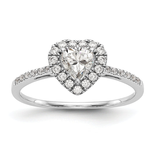 14K Rose Gold Heart Halo Diamond Semi Mount Engagement Ring